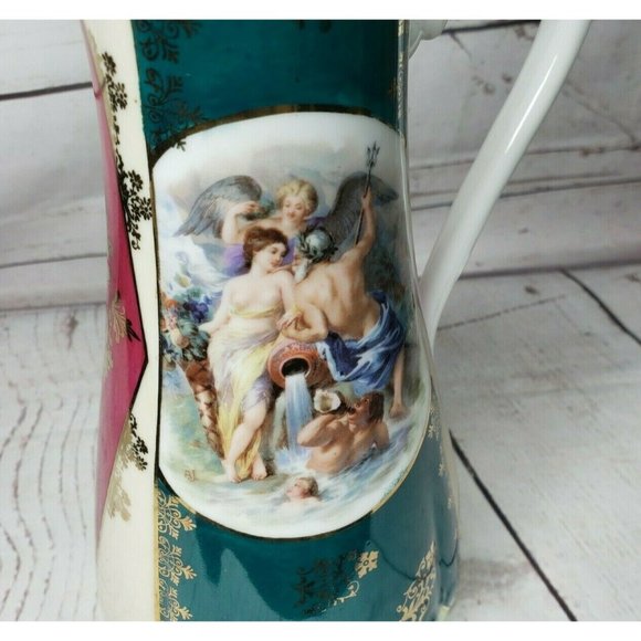 Vintage Royal Bavarian Teapot With Angel Print Gold Design Made In Germany - Picture 7 of 12